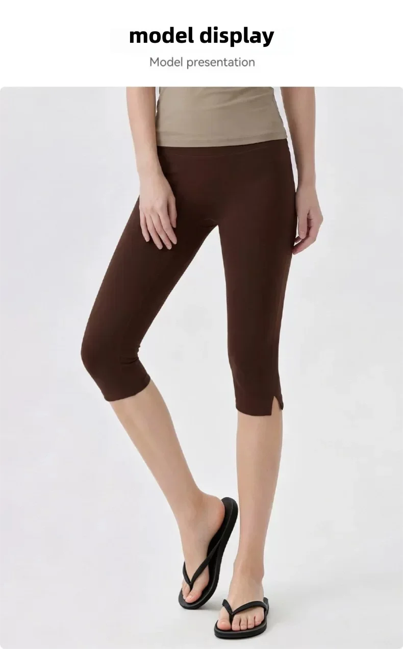 Damen Capri-Trainingsleggings mit hoher Taille, ultraweiche, atmungsaktive, elastische Fitnesshose für Yoga, Pilates, Laufen und Fitnessstudio – Detail 8