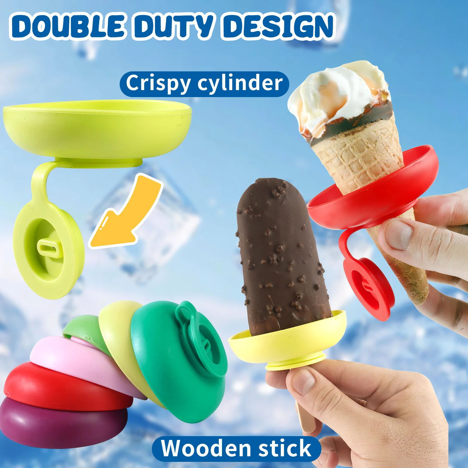 2/4Pcs Silicone Drip - Proof Popsicle Holder Reusable Anti-Drip Ice Cream Holder Portable Popsicle Protector for Kids Ice Cream