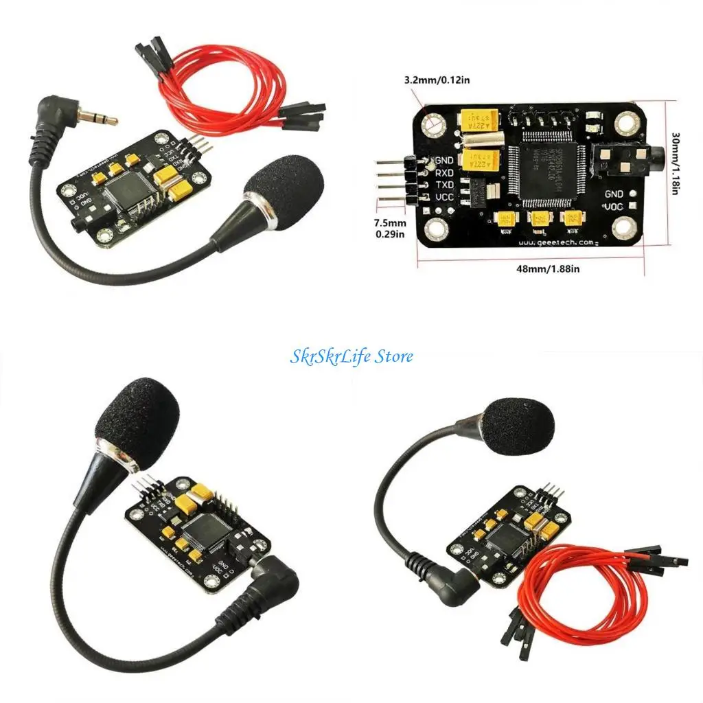 

E65E Модуль распознавания голоса с микрофоном и проводной платой управления речью Точные голосовые команды