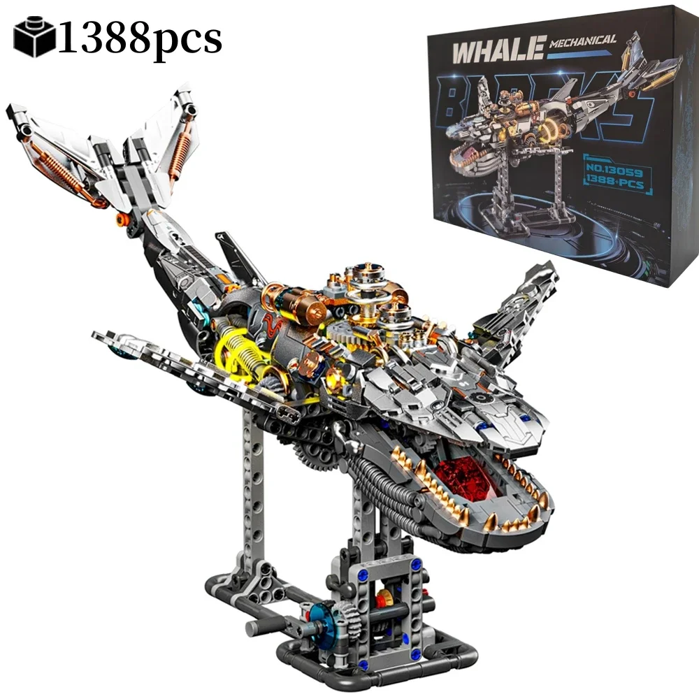 

Creative Mechanical Whale Building Blocks, Ideals Sea Animal Marine Organism with Light Model, STEM Sensory Toy for Kid Gifts