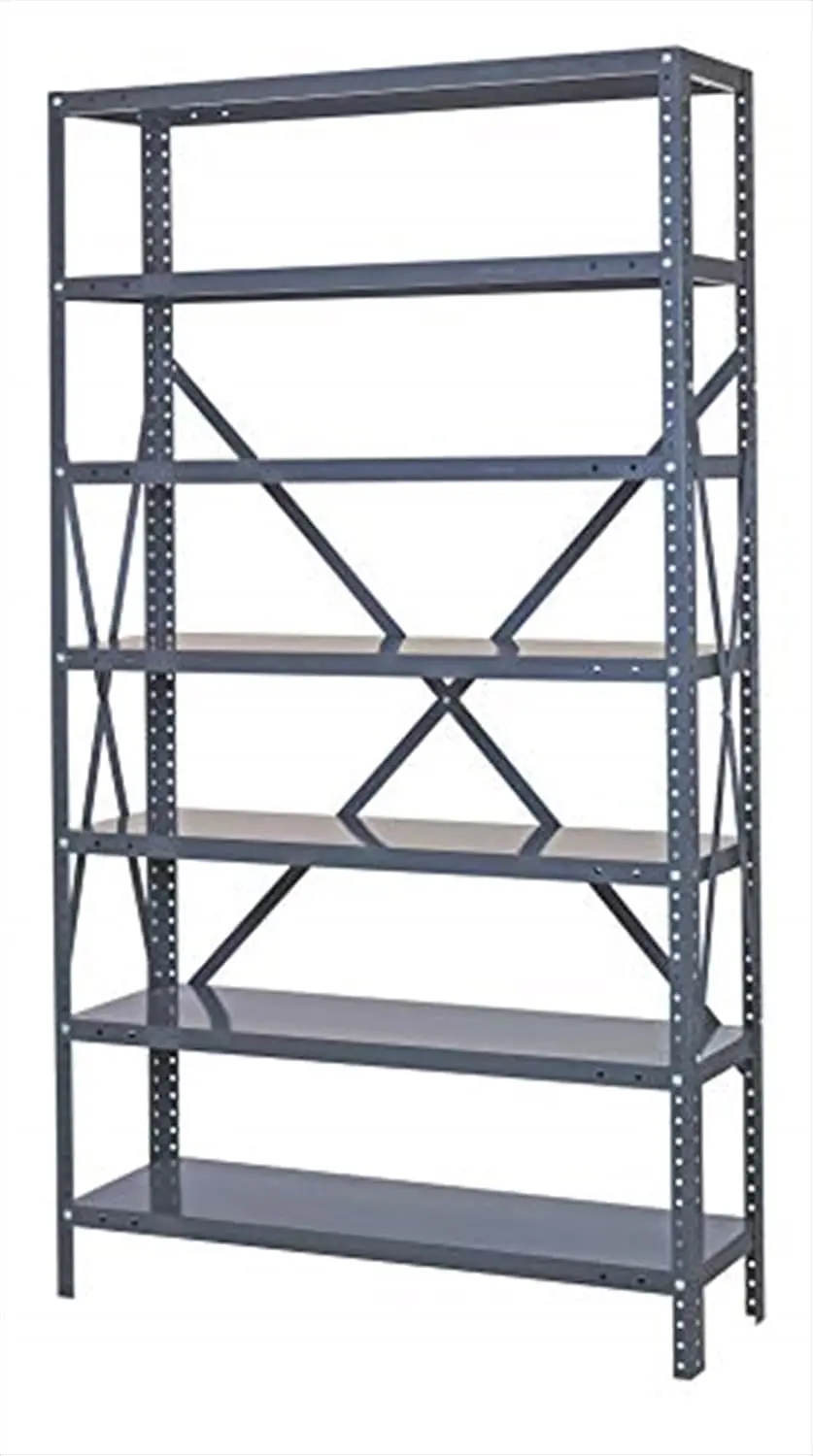 75-1236-7  Heavy Duty Solid Shelves Gray 7 Shelves 75