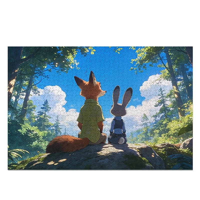 1000 stuks Disney Zootopia Judy Hopps en Nick Wilde posterpuzzel, hoge moeilijkheidsgraad, doe-het-zelf-huisdecoratie, verjaardagspuzzel, ideaal cadeau