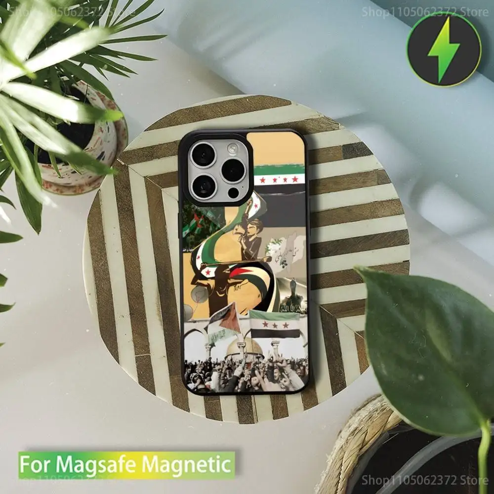 Syrian Flag National Emblem Phone Case  For iPhone 16,15,14,13,12,11,Pro,Max,Plus,Mini,Magsafe,Magnetic Wireless Charging Case