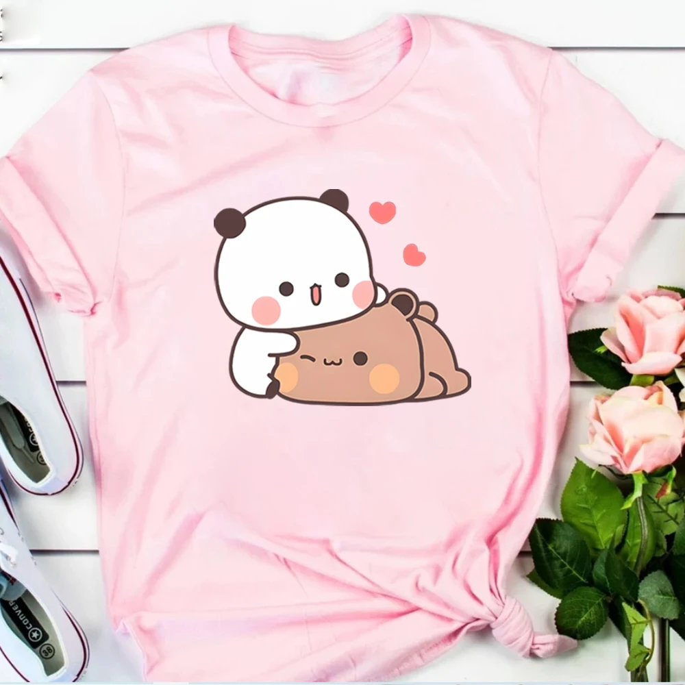 Panda Bear Hug Bubu Dudu Classic Unisex Crewneck T-shirt Cutest Kawaii T-shirt Gift for Girlfriend Cute Short Sleeve Tee