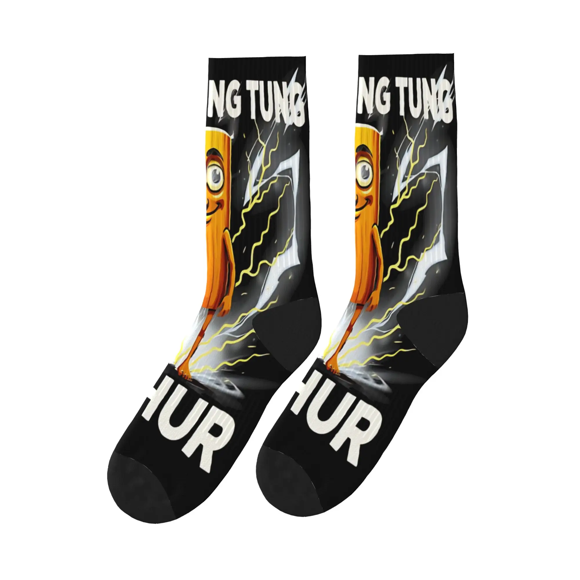 Tung Tung Tung Sahur Italian Brainrot Absurd Socks Gothic Stockings Adults Men Running Sports Socks Spring Design Non Slip Socks