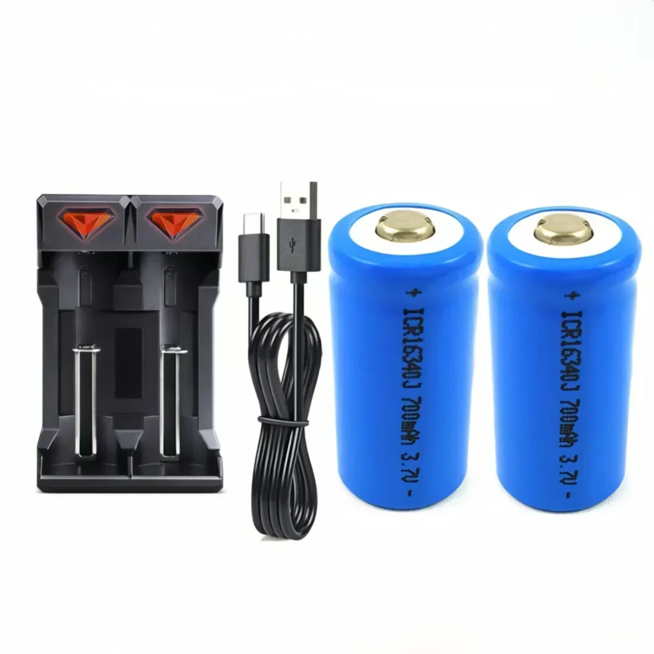 16340 بطارية 3.7 فولت 700 مللي أمبير CR123A شاحن بطارية ليثيوم قابلة للشحن للكاميرا إنذار الدخان أجراس الباب اللاسلكية مصباح يدوي لعبة