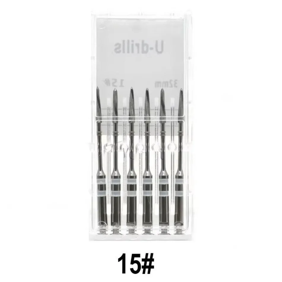 6pcs/piece Dental Machine Drill Bit U Drill Stainless Steel Drill Bit Post Preparation Root Canal File Reamer Drill