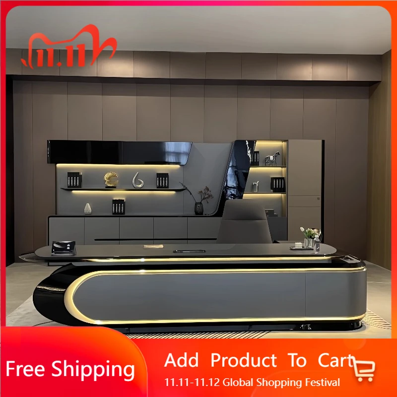 

Luxury Combination Computer Desks Organizer Floor Design Secretary Modern Office Desk Wood Work Boss Escritorio Desk Furniture