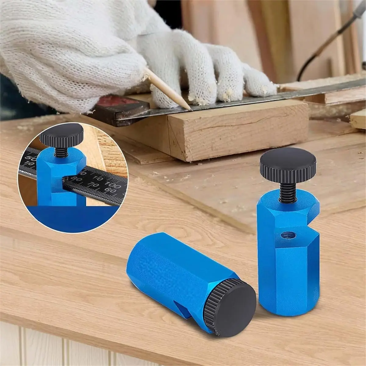 (ABAB) Tall Stair Gauges for Framing Square, Hexagonal Stable Lock, Anti-Wobble for Framing Square, Woodworking Layout Tools