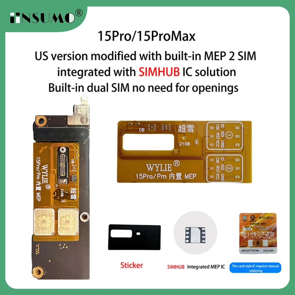 Tarjeta Flexible WYLIE Versión Estadounidense Esim a Sim Dual Card Flex Ca ‮ lb ‬ Solución de Integración MEP Integrada Compatible con Super Snow IC para iPhone 15 ProMax