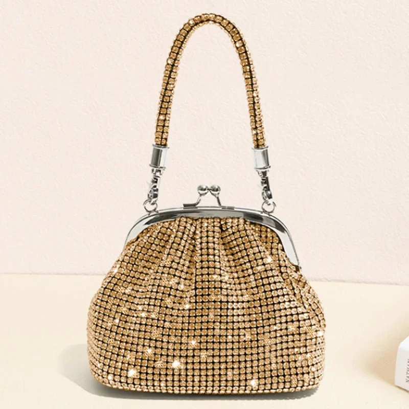 

Luxury Diamonds Bucket Bag Designer Brand Women Handbags Shinny Rhinestone Mesh Shoulder Crossbody Bags Evening Party Purse 2023