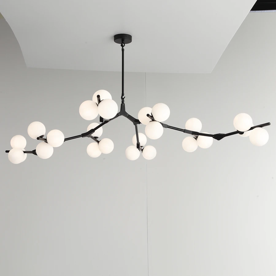 Imagem -05 - Modern Tree Branches Led Lustre Bolas de Vidro Lustres Molecular Living Decoração Jantar e Quarto Pingente Luminárias