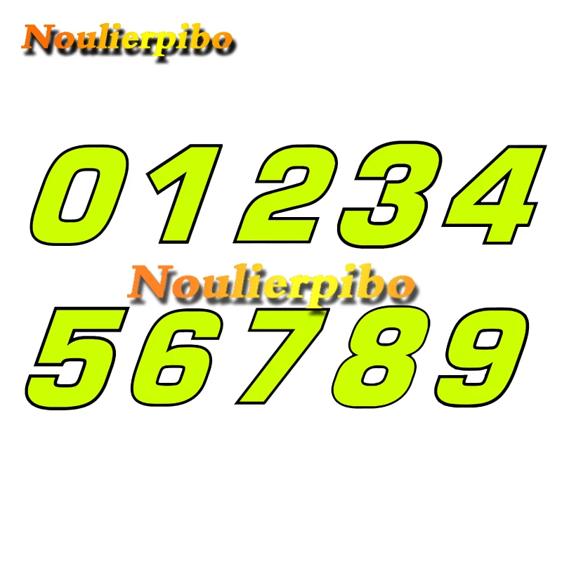 Fluorescent Digital Car Sticker Correct Font Arabic Numerals Popular Car Sticker Transparent PVC Vinyl Motorcycle Racing Helmet