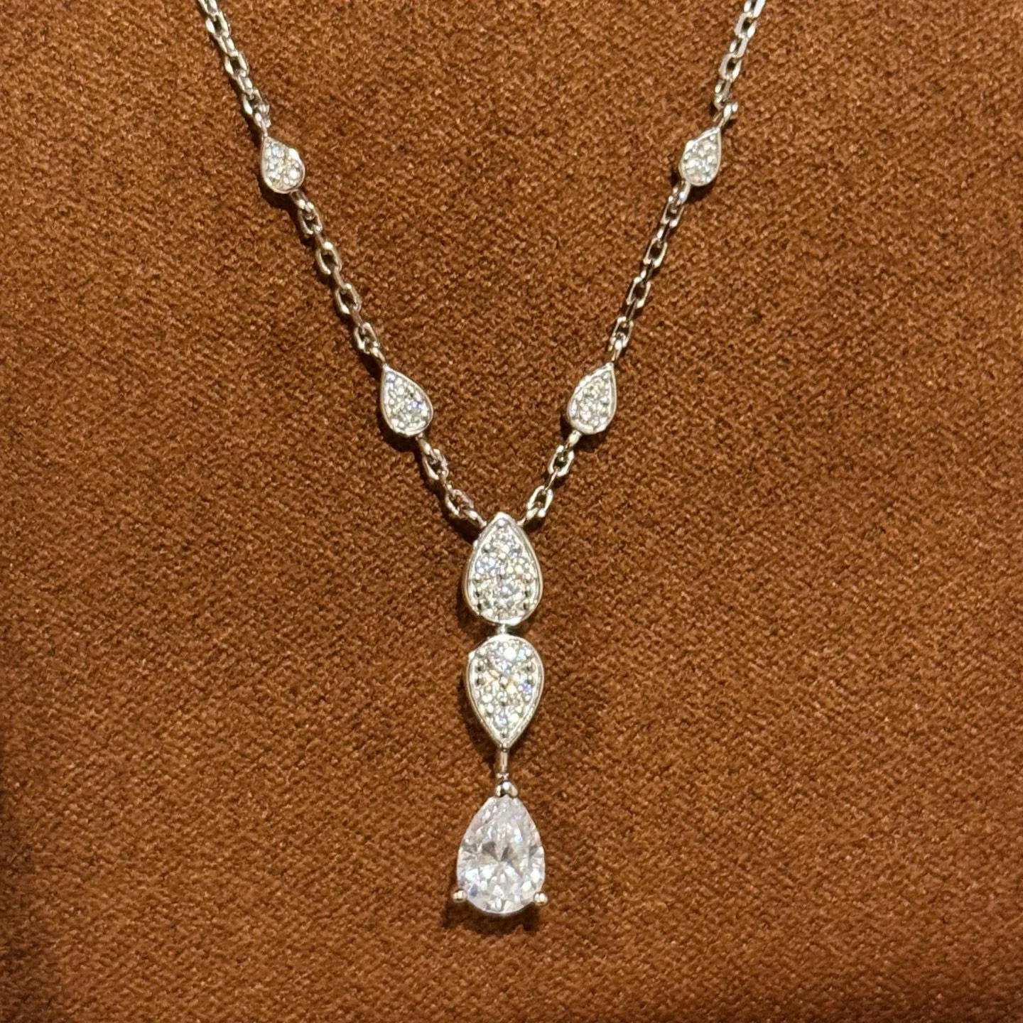 

100% стерлингового серебра 925 пробы, циркониевая кисточка AAA, ожерелья с каплями воды для женщин, ювелирные изделия