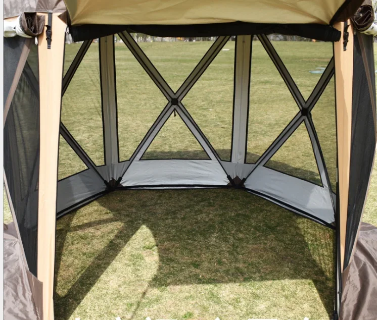 Factory Price Khaki 2m Height Glass 300D Oxford Cloth Tent For Camping And Hikinig