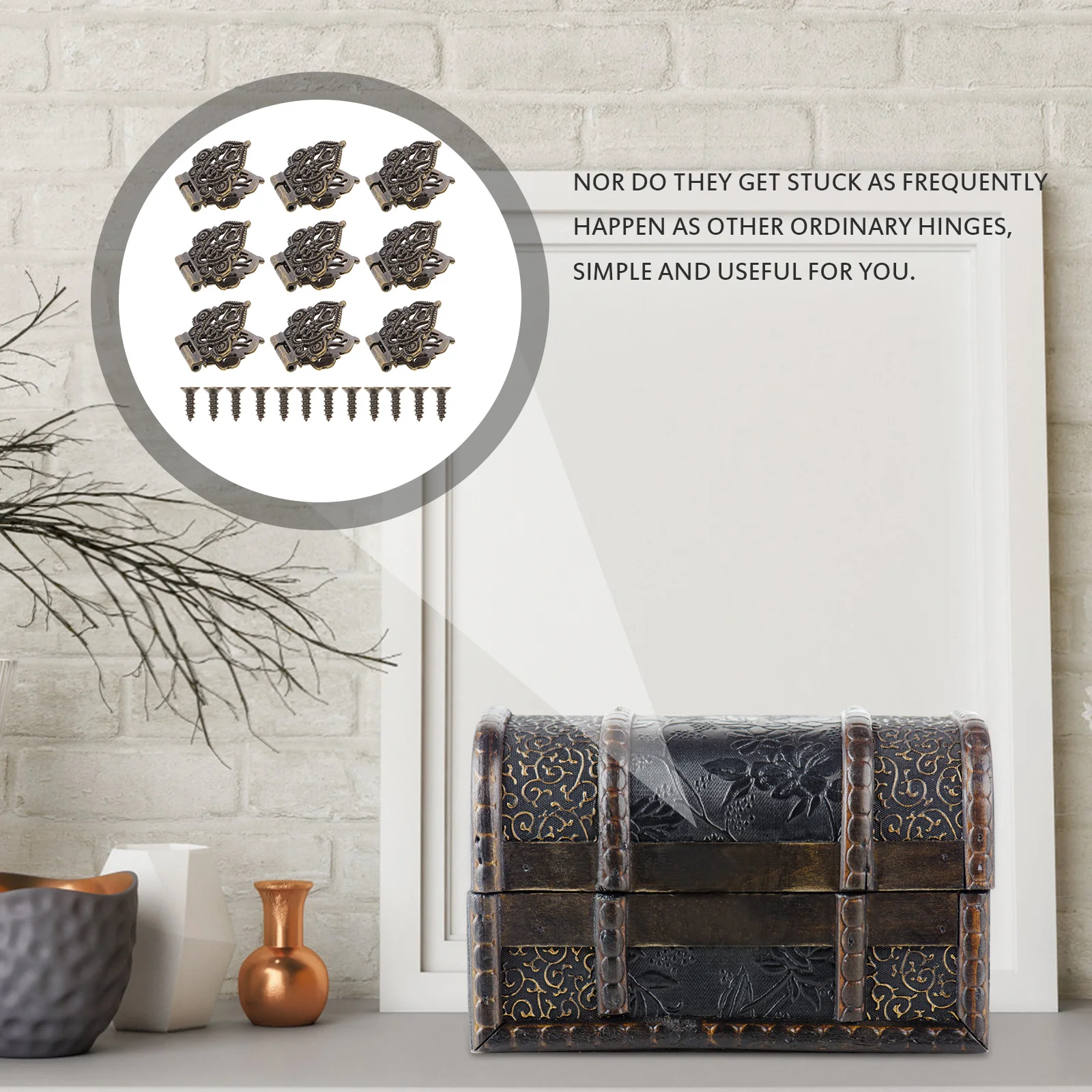 

20pcs Wooden Box Zinc Alloy Vintage Design Rust-Resistant Durable For Decoration Retro Hinges Decorative Gift Box Hinges