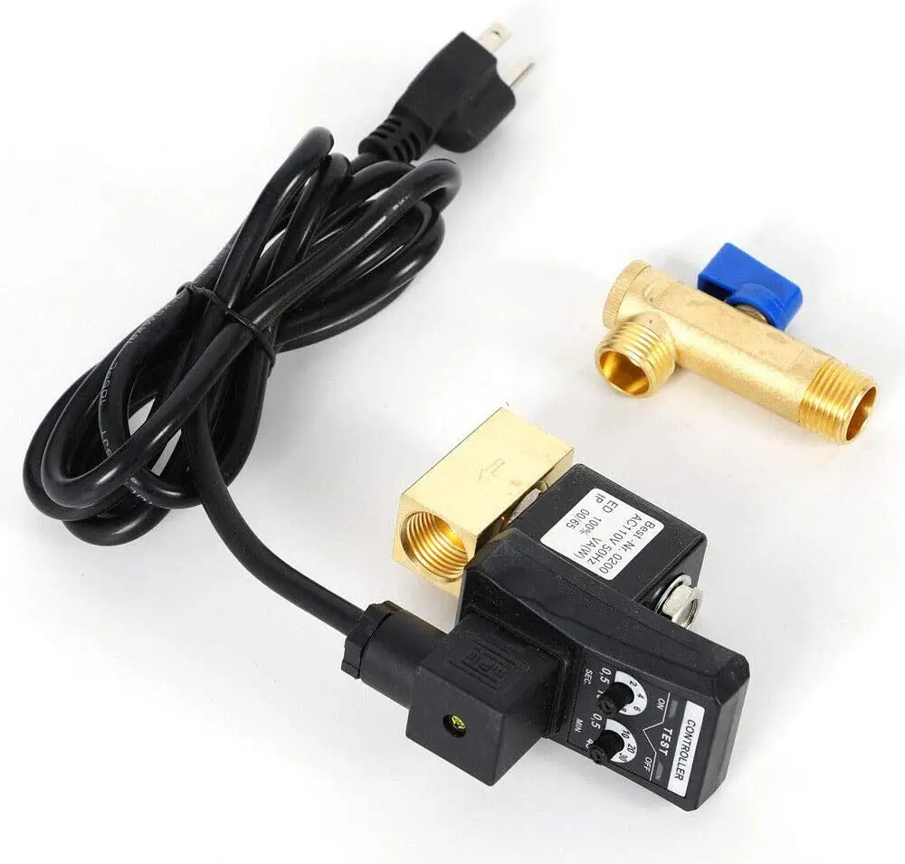 AC 110V Automatic Electronic Timed Air Tank Water Moisture Drain Valve For Air Compressor Tank Auto Drain Valve+Power Cable