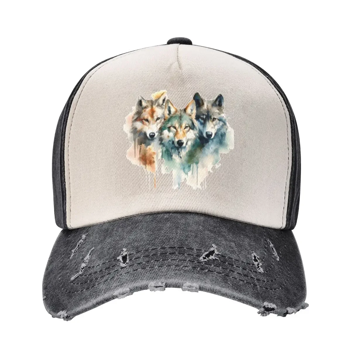 

Watercolor Wash Wolves Baseball Cap Streetwear designer cap Sun Cap Ball Luxury Woman Men's