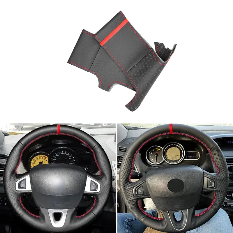 Red Line Strip Car Steering Wheel Cover For Renault Megane 3 2008-2016 Scenic 3 Grand Scenic Kangoo 2 Fluence ZE Nissan NV250