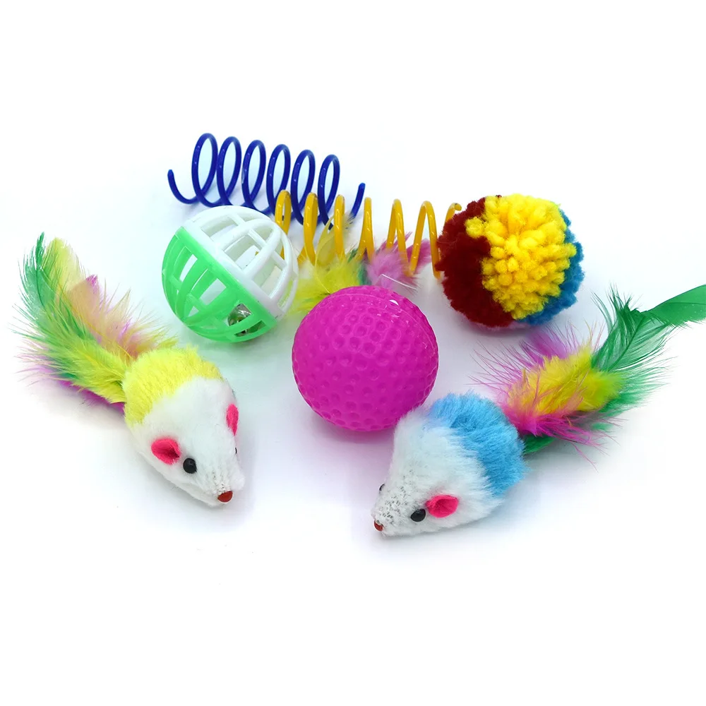 Cat Toys Variety Pack-Pet Kitten Toys Combination Set Cat Toy Funny Cat Stick Sisal Mouse Bell Ball Cat Supplies