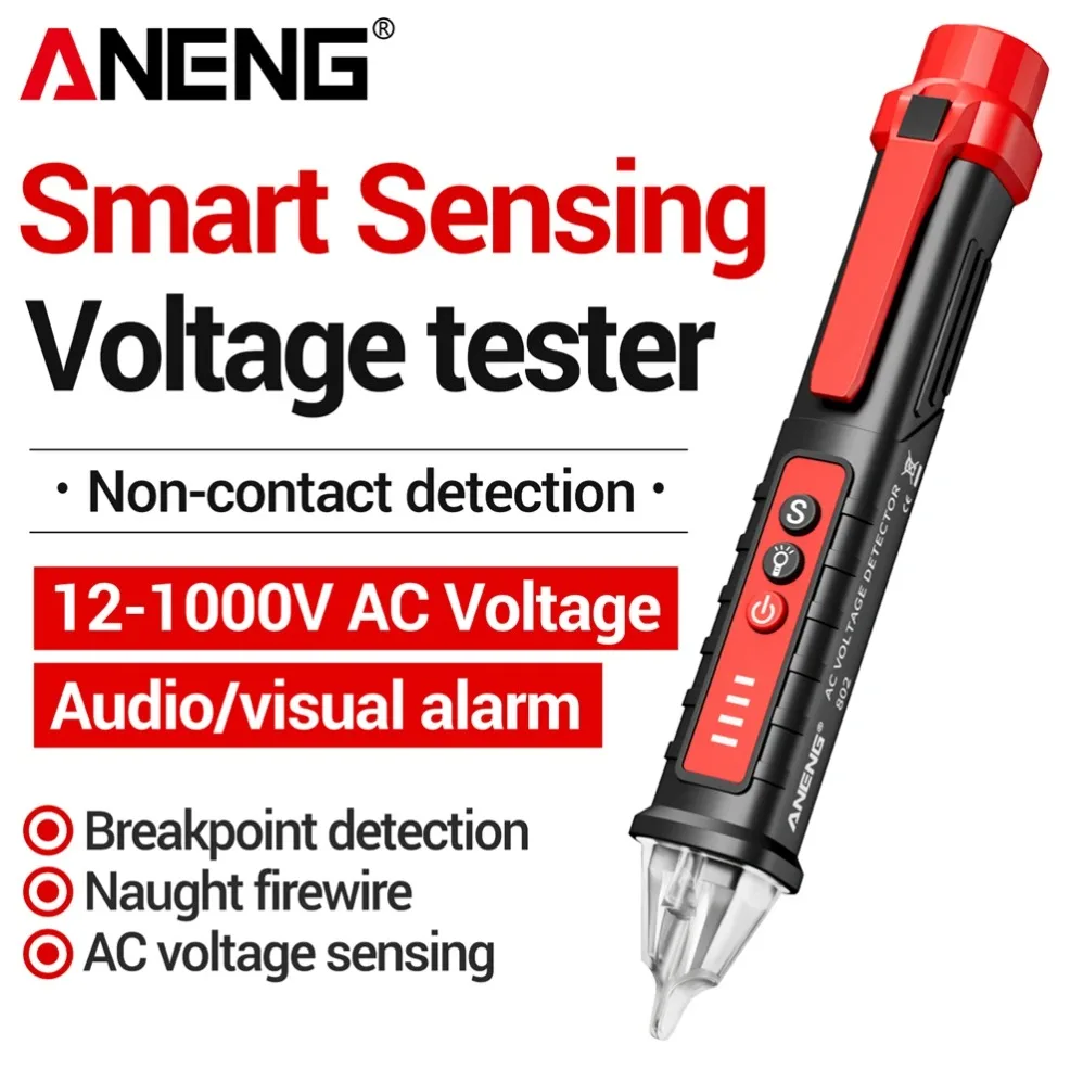 

ANENG VD902 AC Voltage Detector Pen 12-1000V NCV Tester Voice Broadcast Laser Indicator Zero Live Wire Check Electrician Tool