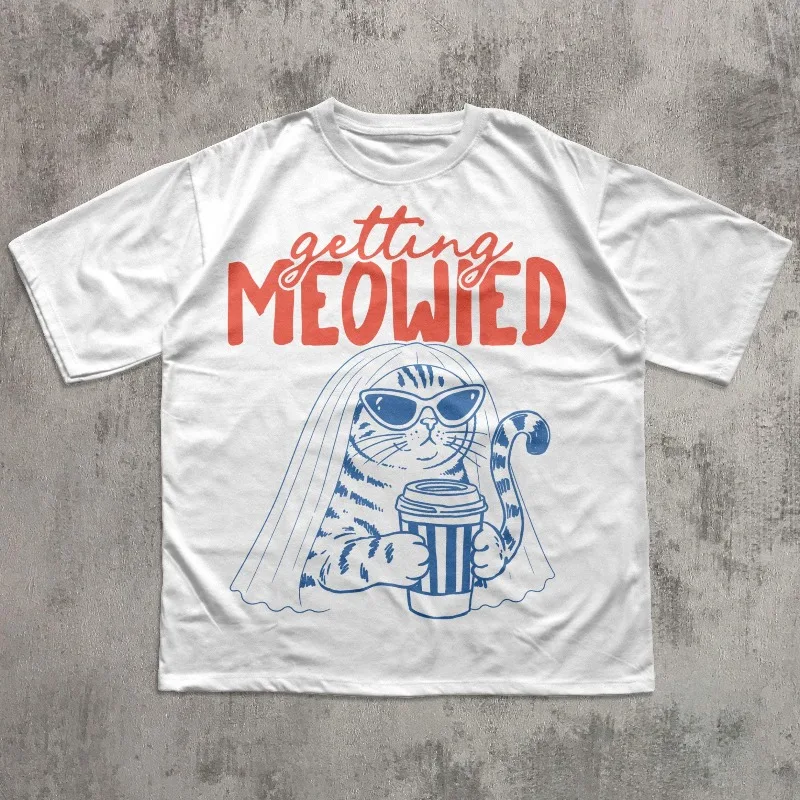 Getting Meowied Shirt, Funny Cat Bride Tee, Cat Wedding Shirt, Bachelorette Cat Lover Gift, Bridal Shower Cat Graphic Tee
