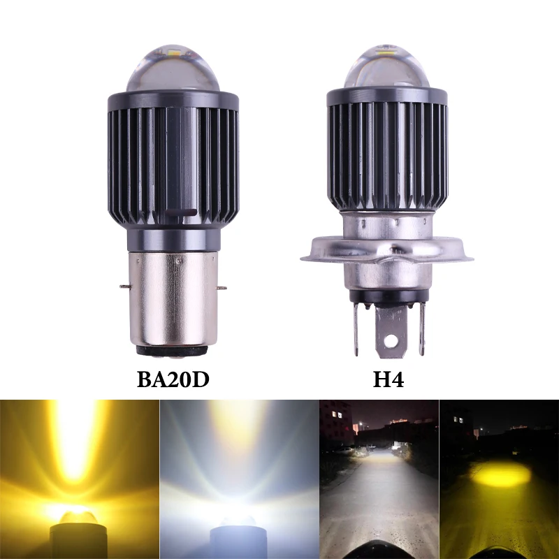 1pcs H4 BA20D Motorcycle Headlight Moto Led Bulbs CSP Chip Hi Lo Lens H4 Lamp Fog Lights Scooter Moto Accessories Headlamp 12V