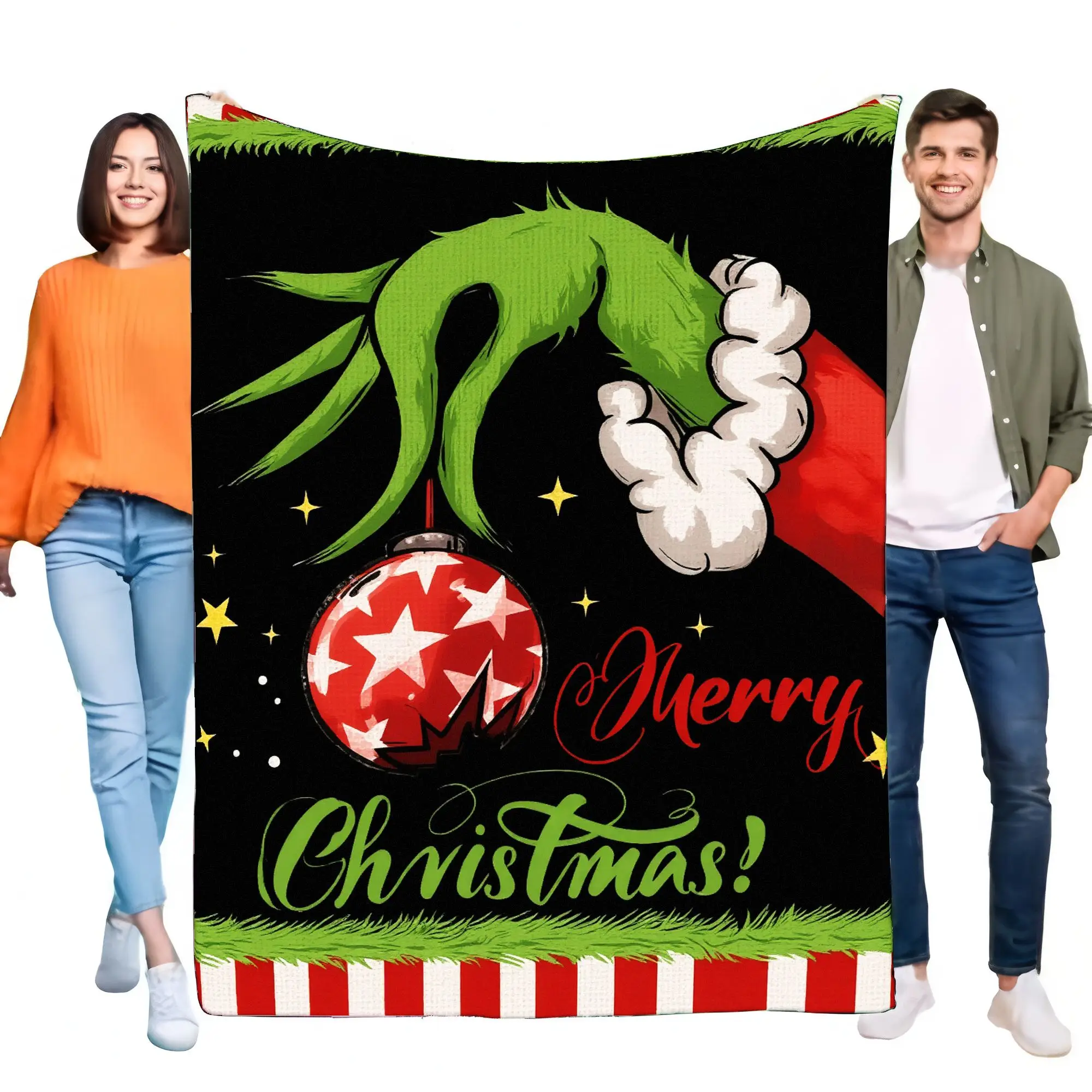 Grinch Christmas Blanket Soft Cozy Bed Throw for Holiday Decor, Perfect Gift for Friends and Family, Lightweight, Festive Cute D