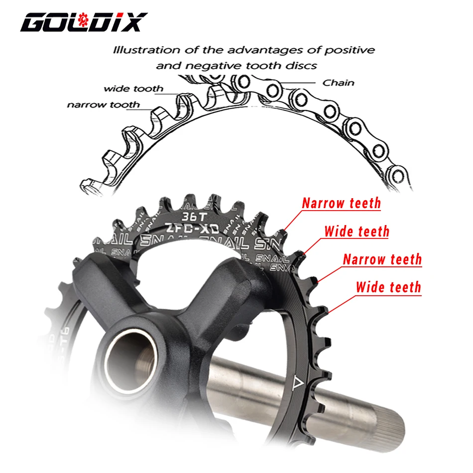 GOLDIX XT Bicikli crankset 104BCD chainring Széleskörű Összehúzza magát 32-42T 170/175mm Eltorzult crankbait Összeegyeztethető vel SHIMANO/SRAM 11-12speed