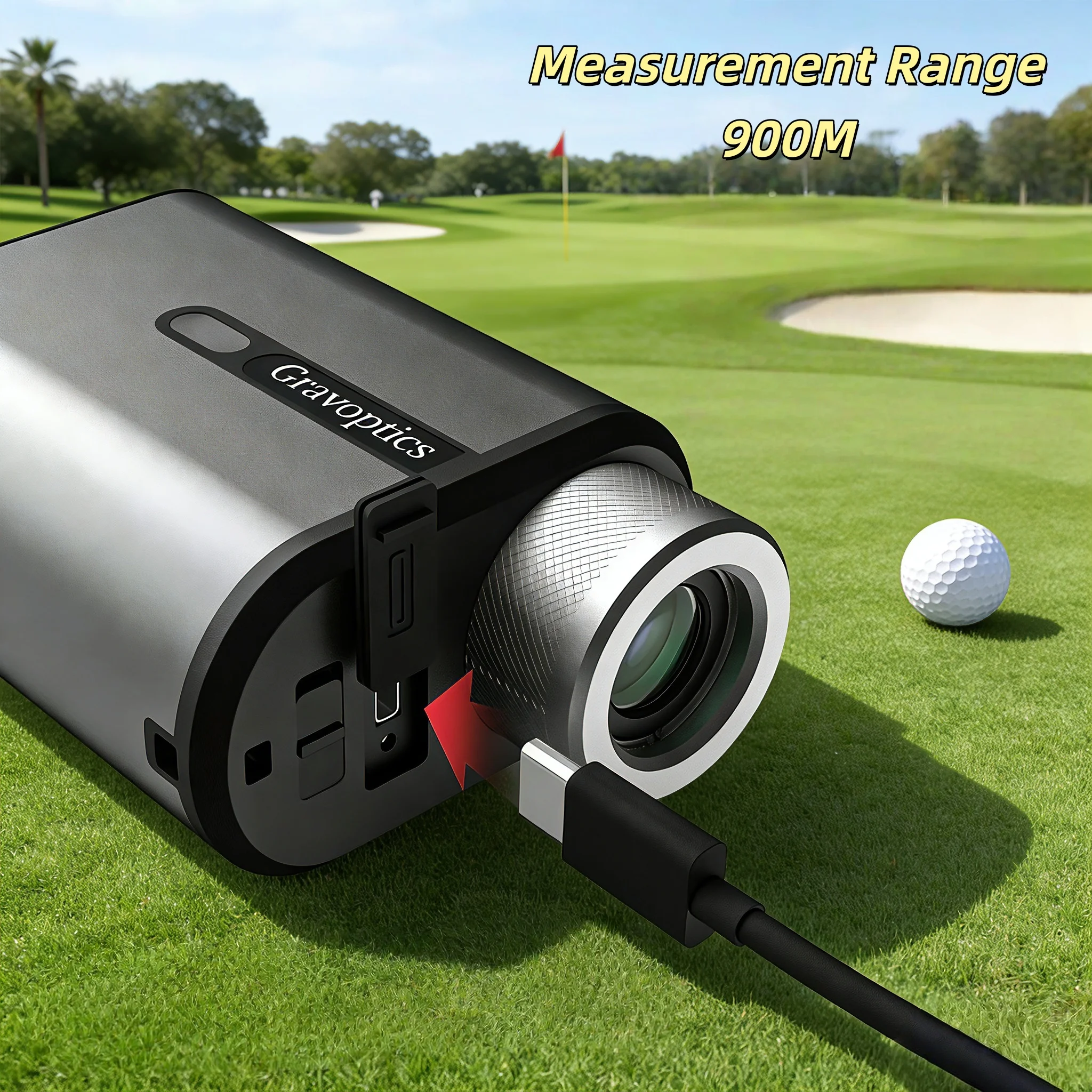 

Gravoptics Golf Rangefinder 900M with Slope Compensation Flagpole Lock Rechargeable Distance Meter Hunting Laser Range Finder