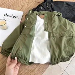 2023 bahar giyim ceket kapüşonlu fermuar düğmesi elastik pamuk yeni kore moda popüler Designable rahat Unisex çocuklar