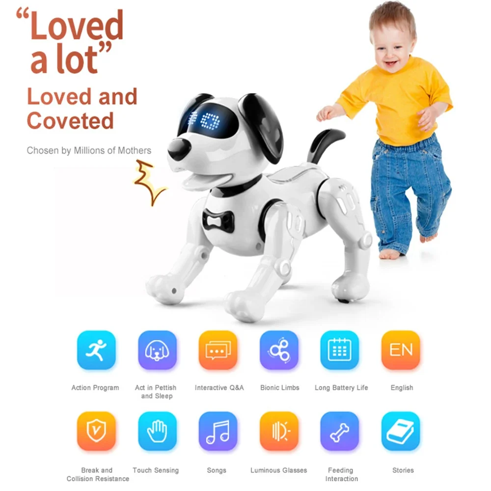 JJRC Funny RC Robot Electronic Dog Stunt Dog Touch-sense Music Song Walking Dancing Animal Robot Dog for Boy Girls Children Toys