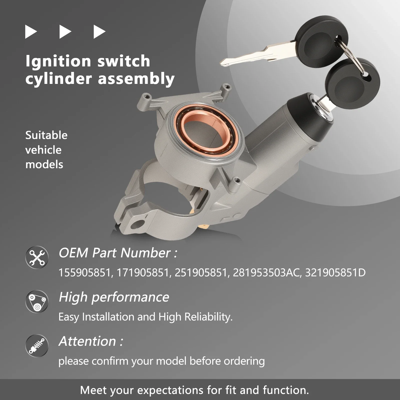 

Ignition Steering Lock Housing 155905851 for Polo Classic Coupe Box/Heck Transporter T1 T2 T3 251905851