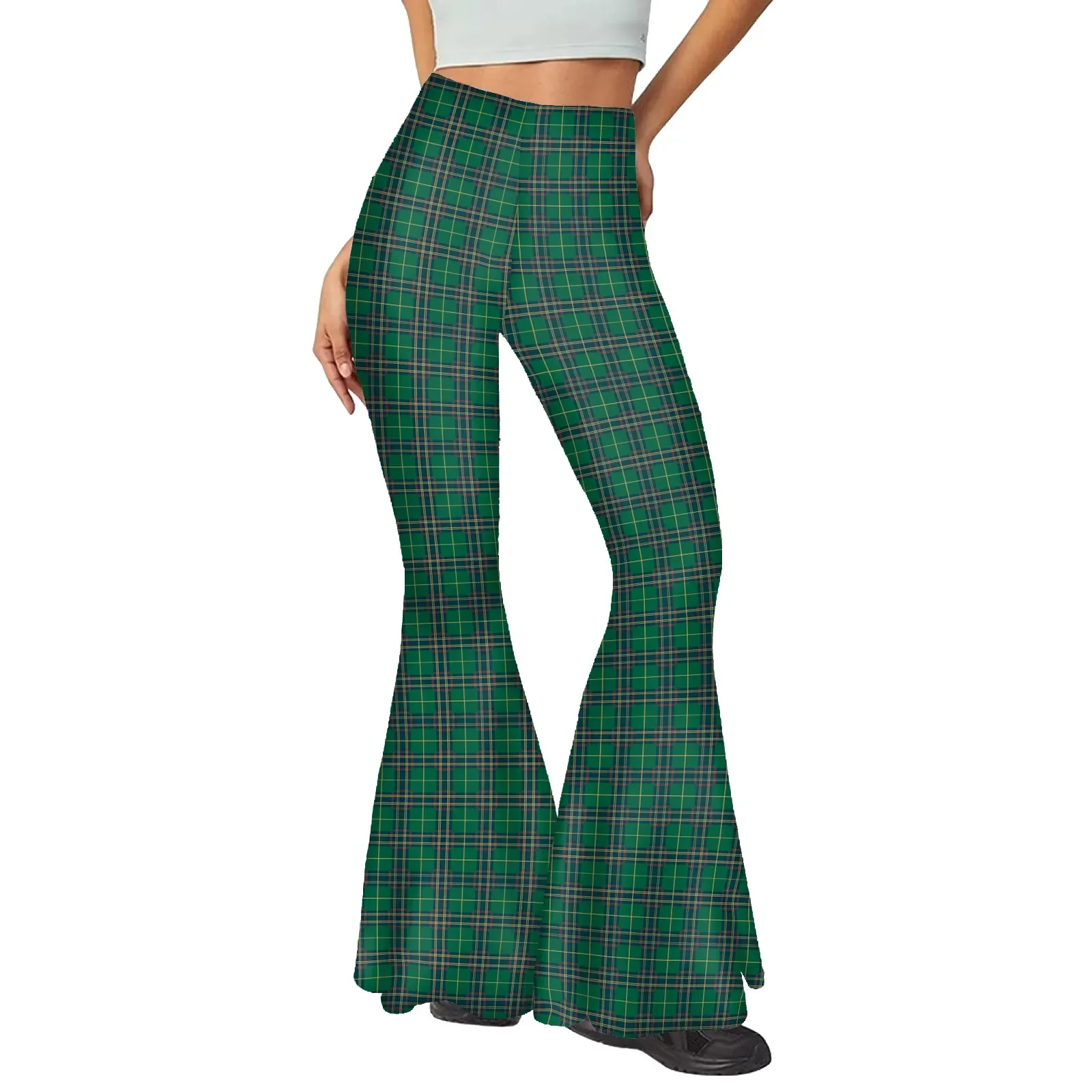 Women Bell-bottoms St. Patrick's Day Green Clover Pant Cargo Sexy Leggings Casual Joggers Irish Festival Party Dress Up Trousers