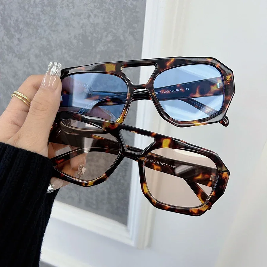 기하학적 사각형 디자이너 선글라스, 레오파드 프레임, 사랑스러운 선글라스, 남성 브랜드 패션, 2 개