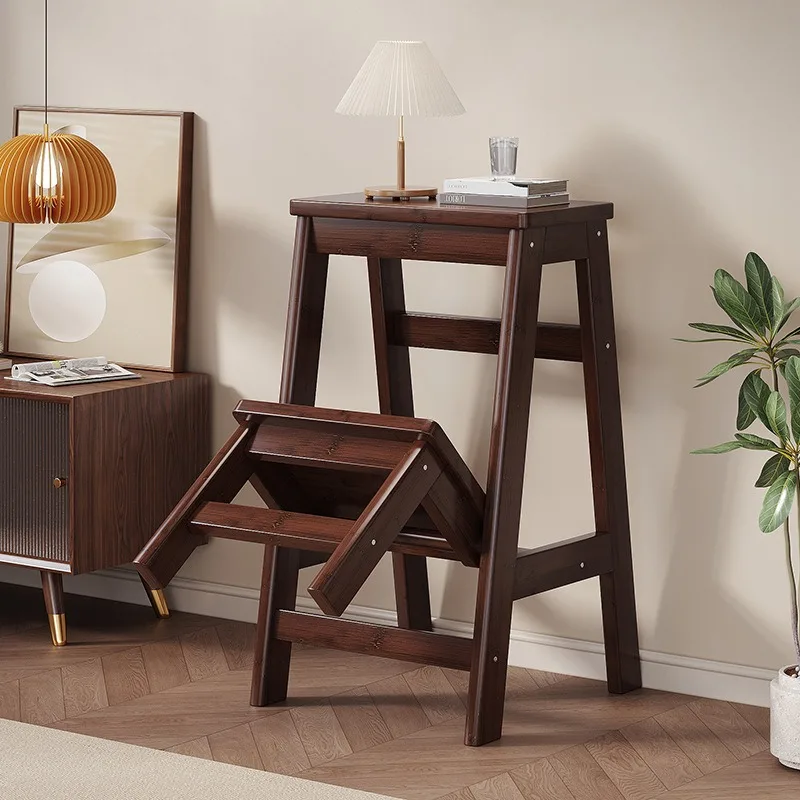 Living room Nanzhu folding dual-purpose ladder stool herringbone ladder staircase household climbing multi-function