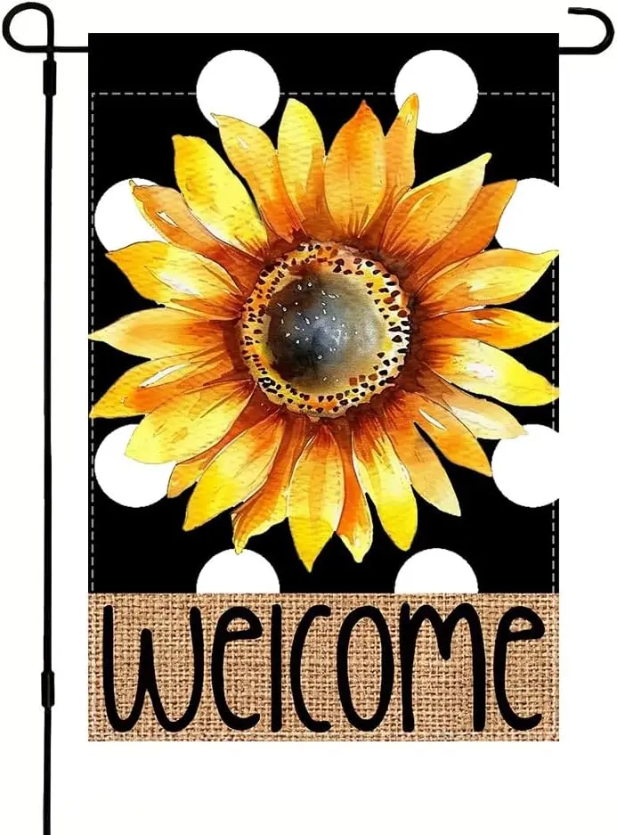 Welcome Garden Flag sunflower dots Spring And Summer Garden Flags 12 * 18inch Yard Porch House Flag Suitable For Outdoor Cou yyi