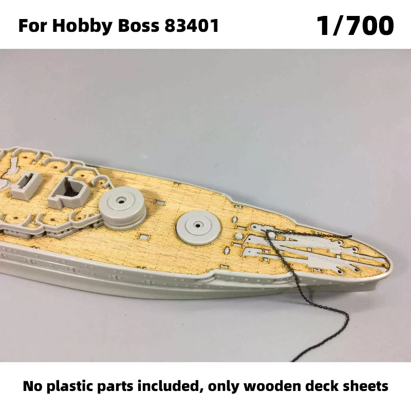 Modell-Upgrade-Teile: Lasergeschnittene Holzdeckplatte mit selbstklebender Ankerkette für Hobby Boss 83401 USS Arizona BB-39 1/700 – Detail 1
