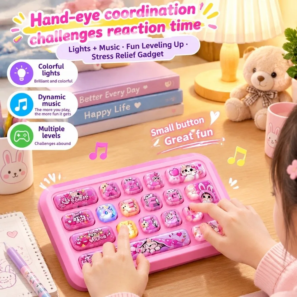 Electronic Quick Push Keyboard Keychain Stress Relief Fingertip Reaction Training Electronic Challenge Game With Lights