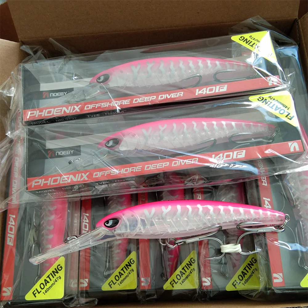 Noeby 4pcs 140mm 47g 180mm 94g Trolling Minnow Fishing Lures Floating Wobblers Hard Bait for Big Game Saltwater Fishing Lure