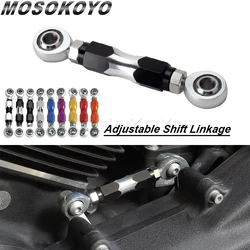CNC Aluminum Shifter Rod Mid-Control Adjustable Gear Shift Rod Linkage Parts Rearset For Harley Dyna FXD M8 Softail FXBB FXLR