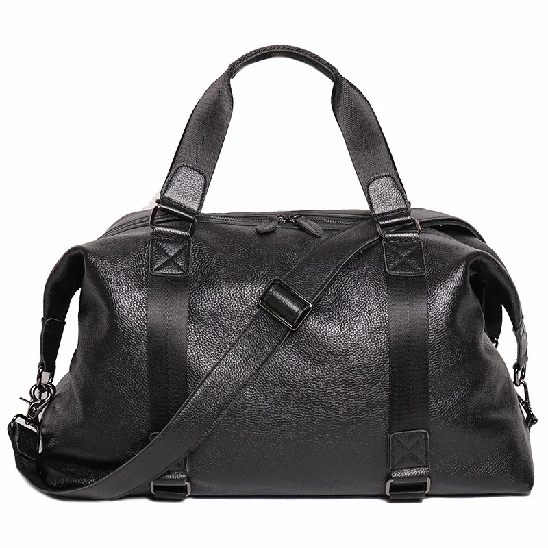 Nesitu grande A4 Vintage negro cuero genuino hombres mujeres bolso de viaje bolso 14 15,6 16 ''portátil cuero vacuno gimnasio Duffle M30240