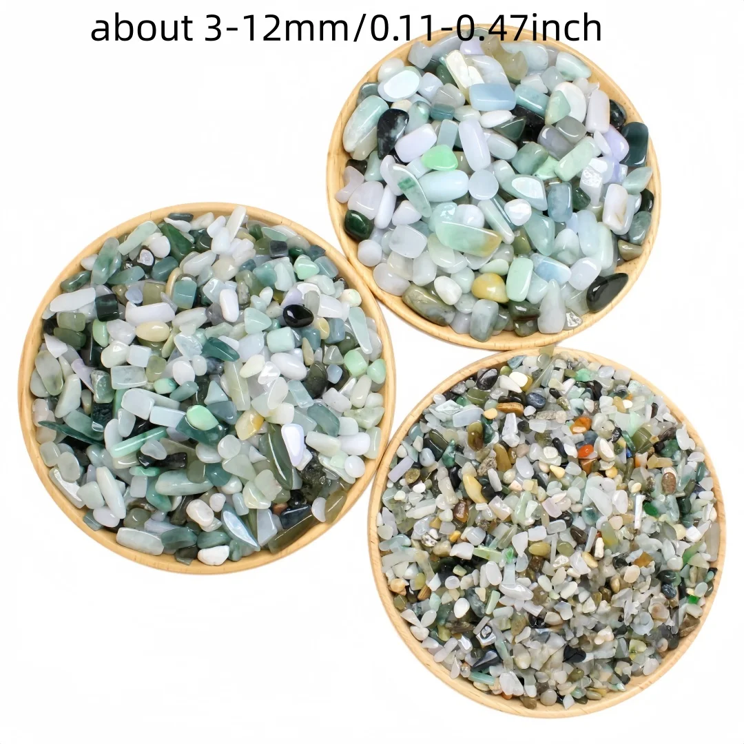 3-12mm Natural Jadeite Crystal Chips,Irregular Shaped Polished Rock Crystal,Aquarium Decoration Gravel, Undrilled Tumbled Stones