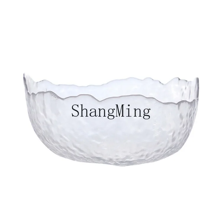 

PYH Phnom Penh Glass Salad Bowl Hammer Vegetable Bowl Irregular Tableware Fruit Plate Household Creative