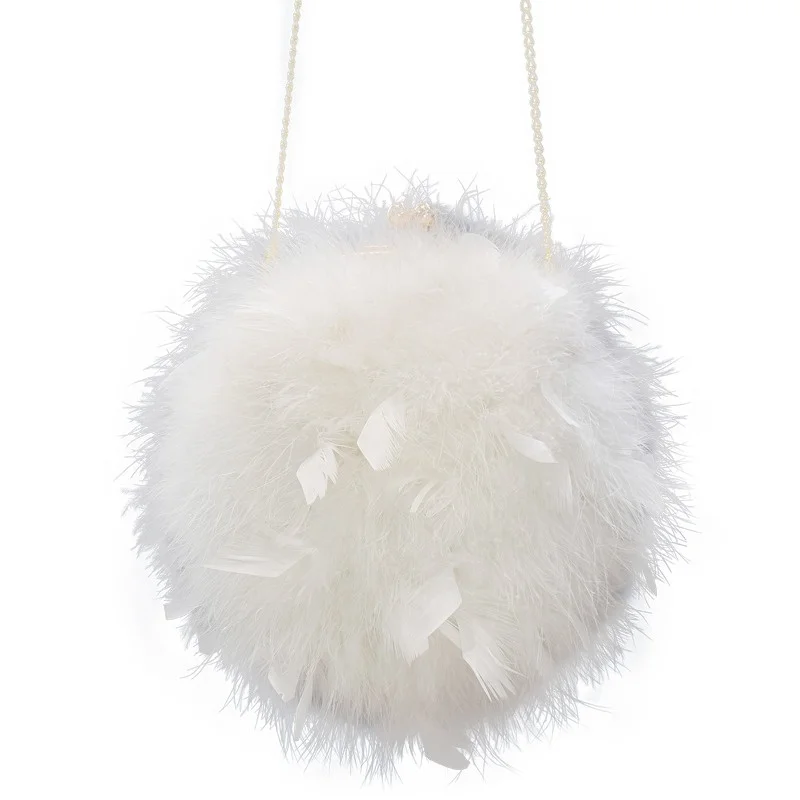 Korean Version Of The New Women\'s Single Shoulder Fur Bag Luxury Ostrich Fur Crossbody Bag Cute Style Trend Chain Bag