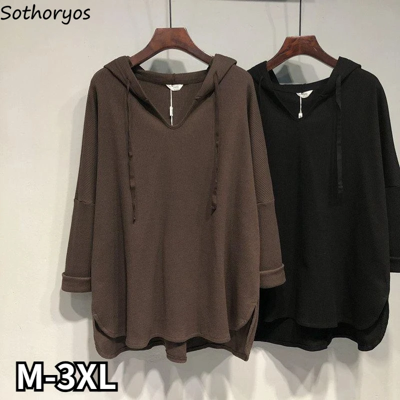 Hooded Hoodies Women M-3XL Loose Casual Solid Chic All-match Autumn New Female Korean Style Fashion Streetwear Literary Harajuku