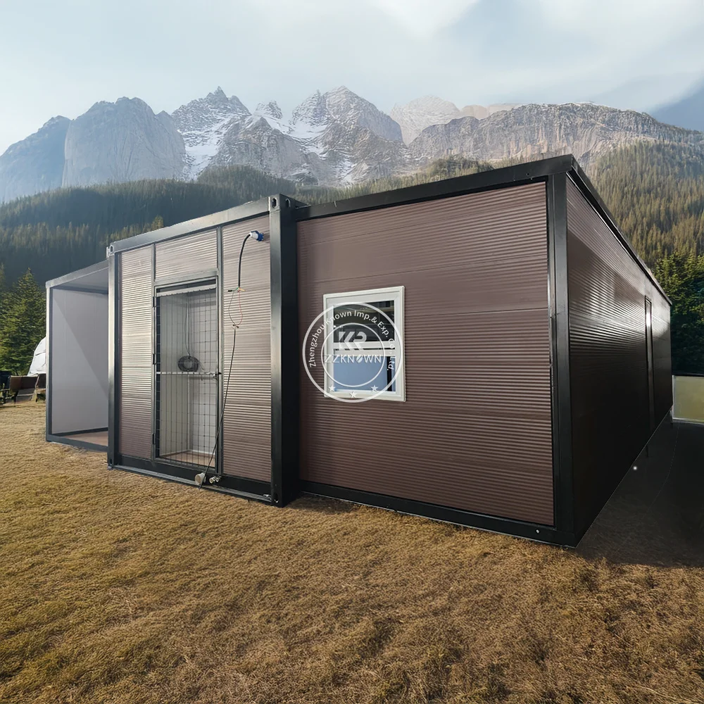 บ้านคอนเทนเนอร์พับสําเร็จรูปที่ขยายได้บ้านคอนเทนเนอร์เหล็กโมดูลาร์เคลื่อนที่ขนาด 20 ฟุตพร้อมห้องน้ํา