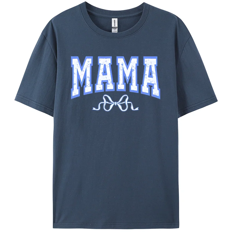 Mama Monogram Print Losse T-Shirt Puur Katoen Comfortabele Korte Mouw Unisex Eenvoudig Fashion Design Top T-Shirt