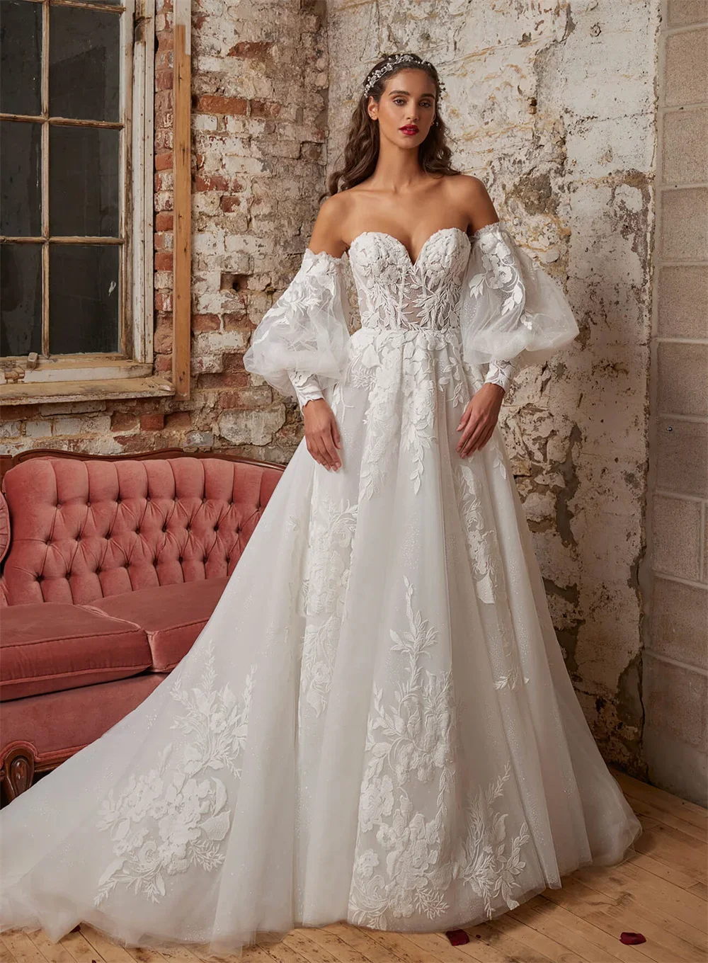 

Винтажные свадебные платья трапециевидной формы из тюля по индивидуальному заказу, кружевной лиф для невесты в стиле бохо, Vestido de Novia, вечернее платье с аппликацией ручной работы