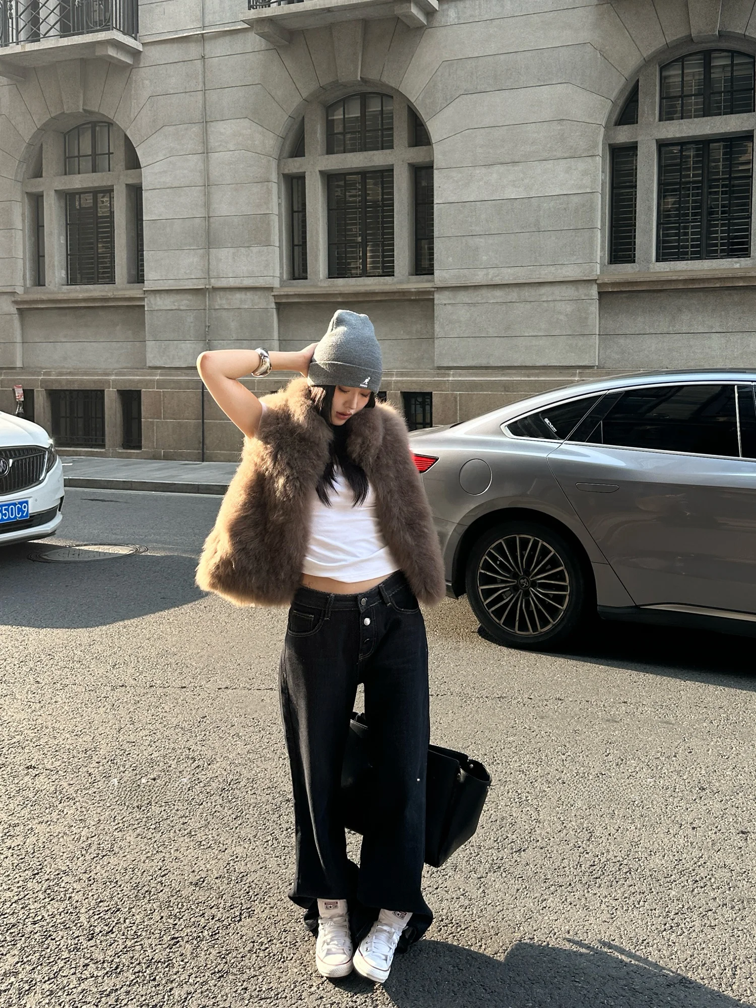 

Falin X Heavy Du Original Color Denim Jeans Women's Autumn Straight Leg Wide Leg mid Low Waist Loose Casual Thi Long Pants